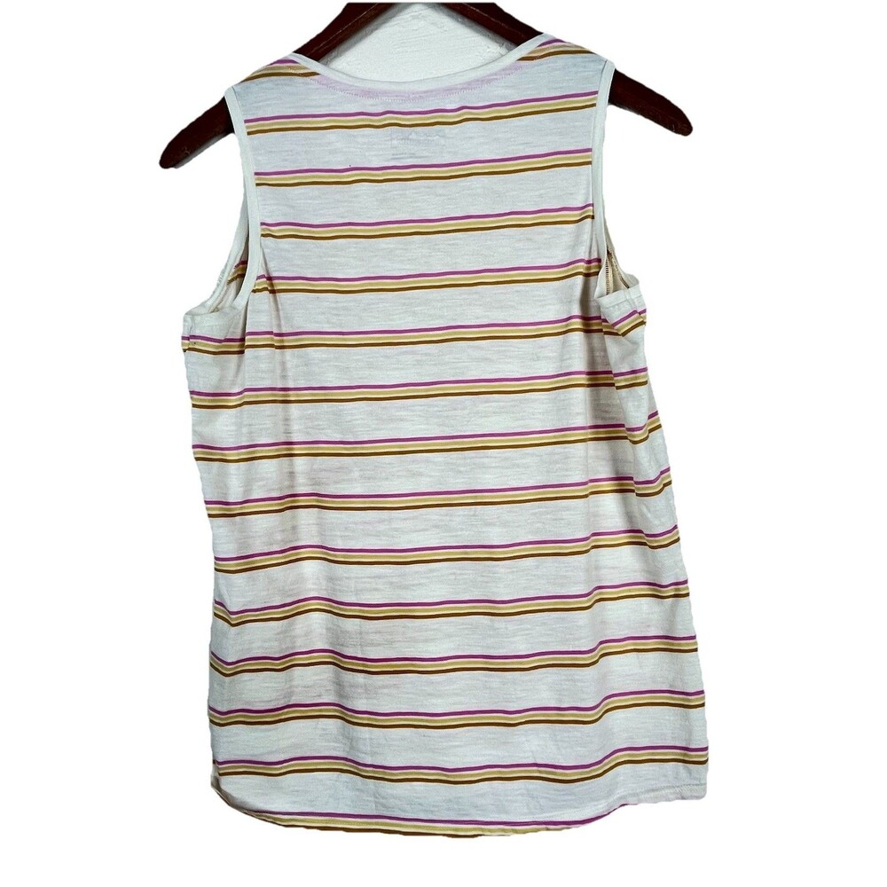 Patagonia Women’s Small Striped Sleeveless Tank Top Pocket White Pink Casual - Picture 3 of 9